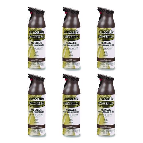 Rust-Oleum Universal Premium Spray Paint, Flat Amber, 12 oz Aerosol Can, 6/Carton