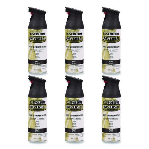 Rust-Oleum Universal Premium Spray Paint, Flat Black, 12 oz Aerosol Can, 6/Carton