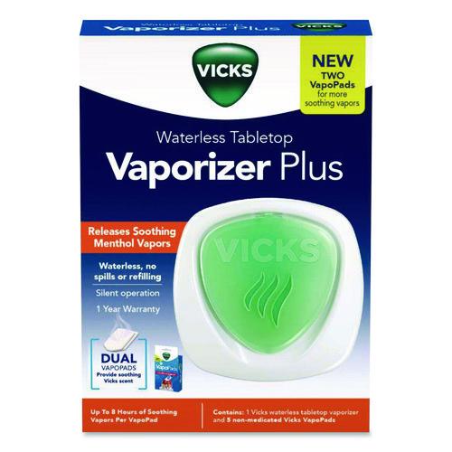 Vicks Waterless Tabletop Vaporizer Plus,1.9 x 5.3 x 7.5, White/Mint Green