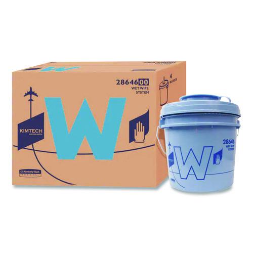 Kimtech W Aviation Wet Wipe System Bucket, 1 gal, Blue/Gray, 4/Carton