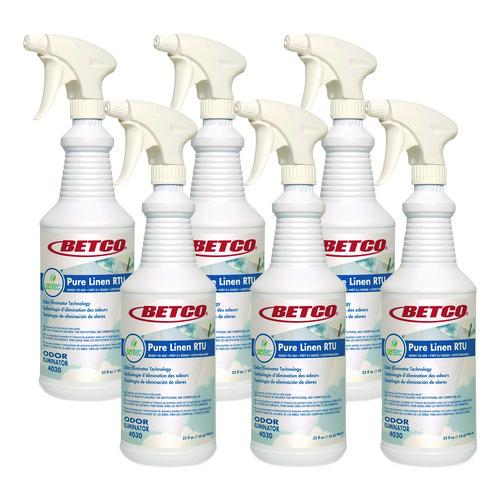 Betco Pure Linen RTU Odor Eliminator, Pure Linen, 32 oz Spray Bottle, 6/Carton