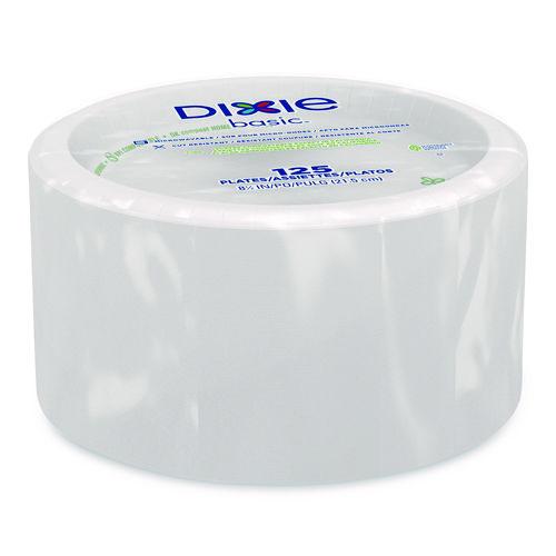 Dixie Paper Dinnerware, Plate, 8.5" dia, White, 125/Pack