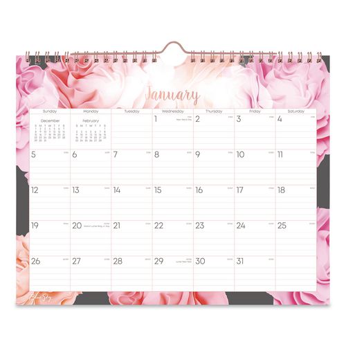 Blue Sky Joselyn Monthly Wall Calendar, Floral Artwork, 11 x 8.75, White/Multicolor Sheets, 12-Month (Jan to Dec): 2026