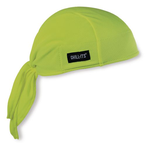 ergodyne Chill-Its 6615 High-Performance Bandana Doo Rag with Terry Cloth Sweatband, One Size Fits Most, Lime