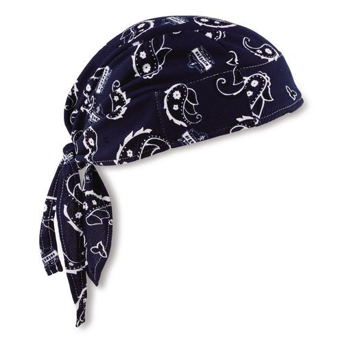 ergodyne Chill-Its 6615 High-Performance Bandana Doo Rag with Terry Cloth Sweatband, One Size Fits Most, Navy Western