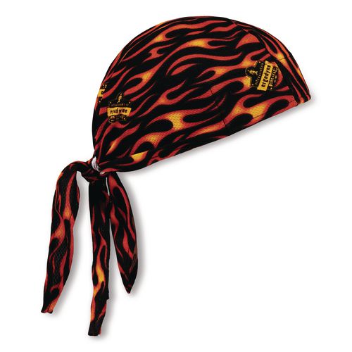 ergodyne Chill-Its 6615 High-Performance Bandana Doo Rag with Terry Cloth Sweatband, One Size Fits Most, Flames