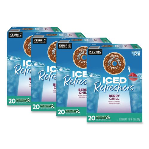 The Original Donut Shop ICED Refreshers K-Cup Pods, Berry Chill, 20/Box, 4 Boxes/Carton