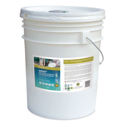 ECOS PRO Wave Commercial Automatic Dishwasher Detergent, Free and Clear, 5 gal Pail
