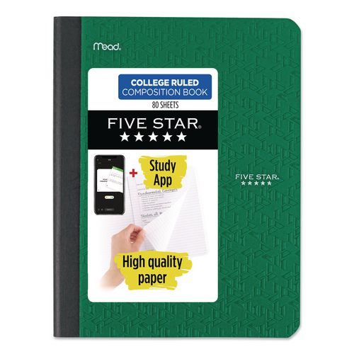 Five Star Composition Book, Medium/College Rule, Randomly Assorted Cover Color, (80) 9.75 x 7.5 Sheets