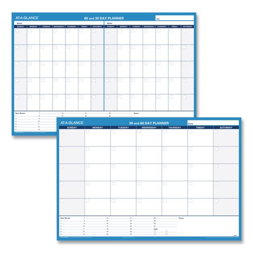 AT-A-GLANCE 30/60-Day Undated Horizontal Erasable Wall Planner, 36 x 24, White/Blue Sheets, Undated