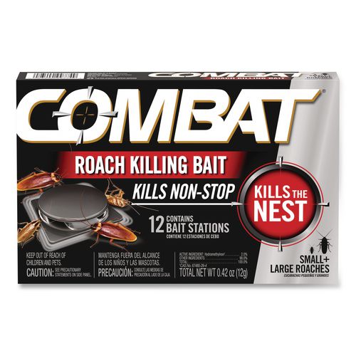 Combat Roach Bait Insecticide, for Small and Large Roaches, 0.42 oz, 12 Bait Stations