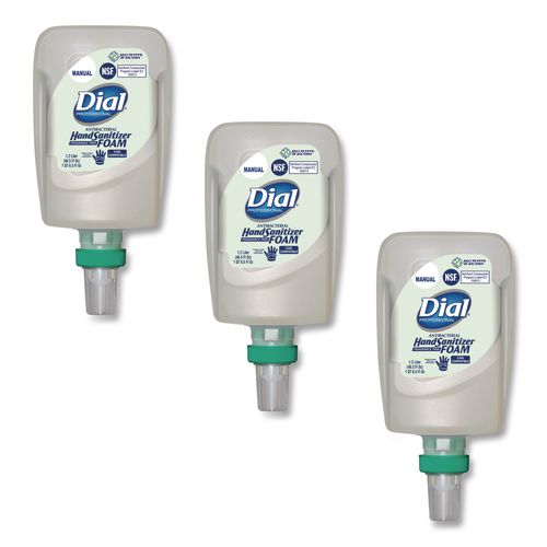 Dial Professional Antibacterial Foaming Hand Sanitizer Refill for FIT Manual Dispenser, 1.2 L Bottle, Fragrance-Free, 3/Carton