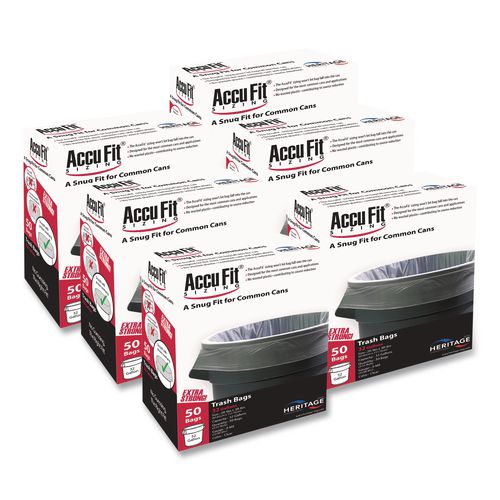 AccuFit Linear Low Density Can Liners with AccuFit Sizing, 32 gal, 0.9 mil, 33" x 44", Clear, 50 Bags/Box, 6 Boxes/Carton