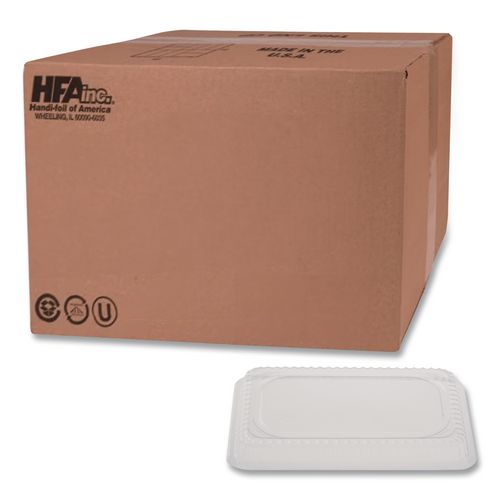 HFA Plastic Dome Lids, Fits Oblong Pans 2061/2062, 8.25 x 5.88, Clear, 500/Carton