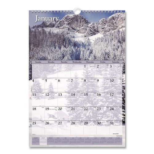 AT-A-GLANCE Scenic Monthly Wall Calendar, Landscape Photography, 12 x 17, White/Multicolor Sheets, 12-Month (Jan to Dec): 2026