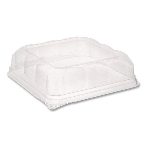 Pactiv Evergreen Recycled Container Lid, Dome Lid for 6 x 6 Brownie Container, 7.5 x 7.5 x 2.02, Clear, Plastic, 195/Carton