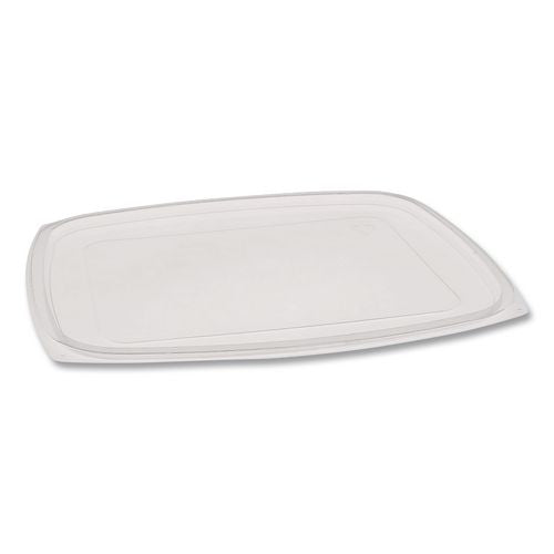 Pactiv Evergreen Showcase Deli Container Lid, Flat Lid For 3-Compartment 48/64 oz Containers, 9 x 7.38 x 0.19, Clear, Plastic, 220/Carton