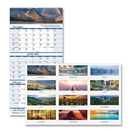 House of Doolittle Earthscapes Recycled 3-Month Vertical Wall Calendar, Scenic Photography, 8 x 17, White Sheets, 14-Month: Dec 2025 to Jan 2027