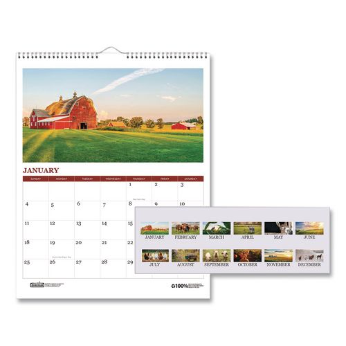 House of Doolittle 100% Recycled Farm Life Wall Calendar, 11 x 14, White/Multicolor Sheets, 12-Month (Jan-Dec): 2026