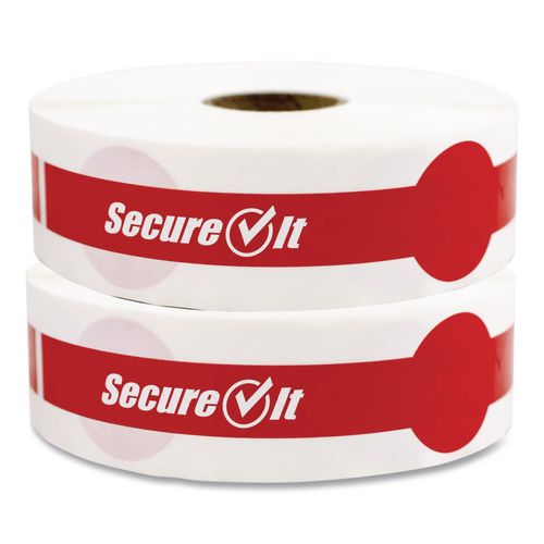 National Checking Company SecureIT Tamper Evident Food Container Seals, 1 x 7, Red, Paper, 250/Roll, 2 Rolls/Pack