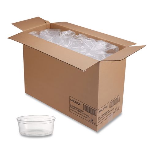WNA Deli Containers, 8 oz, Clear, Plastic, 50/Pack, 10 Pack/Carton