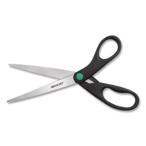 Westcott KleenEarth Scissors, 9" Long, 3.75" Cut Length, Straight Black Handle