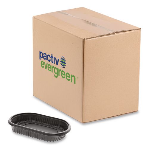 Pactiv Evergreen Clearview Micromax Microwavable Container, 36 oz, 9.37 x 8 x 1.5, Black, Plastic, 250/Carton