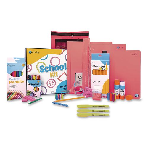 enday Back to School Supplies Kit for Grades K-5, Red