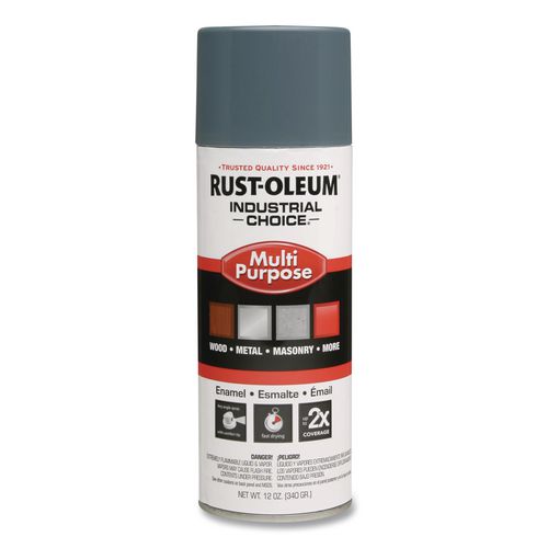 Rust-Oleum Industrial Choice 1600 System Multi-Purpose Enamel Spray Paint, Gloss Machinery Gray, 12 oz Aerosol Can, 6/Carton