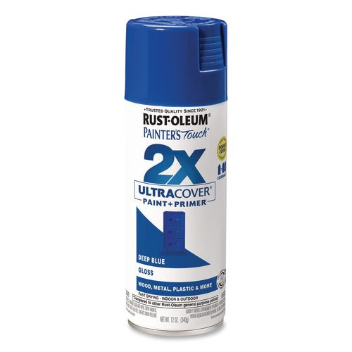 Rust-Oleum Painter's Touch 2X Ultra Cover Spray Paint, Gloss Deep Blue, 12 oz Aerosol Can, 6/Carton