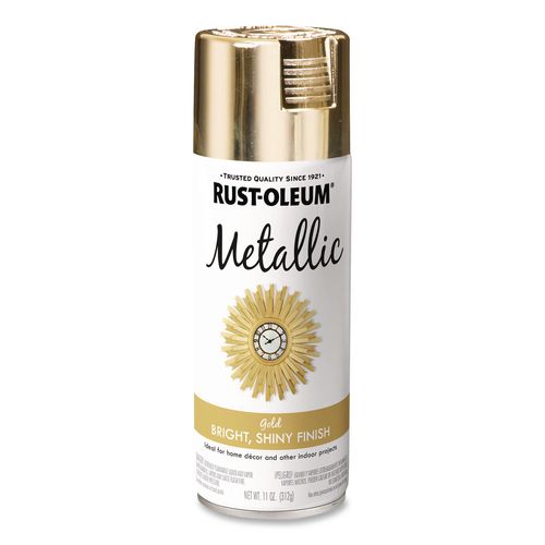 Rust-Oleum Metallic Spray Paint, Metallic Gold, 11 oz Aerosol Can, 6/Carton