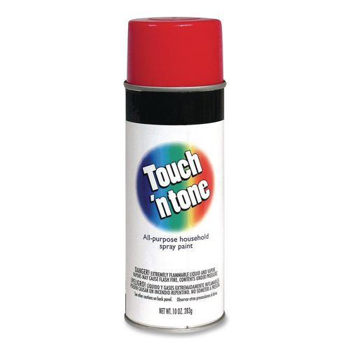 Rust-Oleum Touch'n Tone Spray Paint, Gloss Red, 10 oz Aerosol Can, 6/Carton