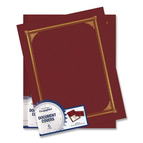 Geographics Certificate/Document Cover, 12.5 x 9.75, Burgundy, 6/Pack