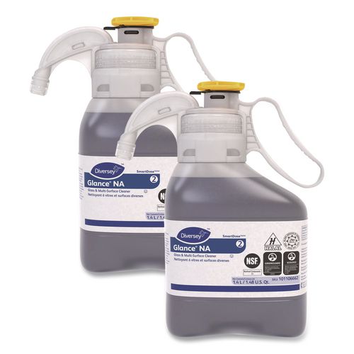 Diversey Glance NA Glass and Multi-Surface Cleaner SC, Unscented, 1.4 L SmartDose, 2/Carton