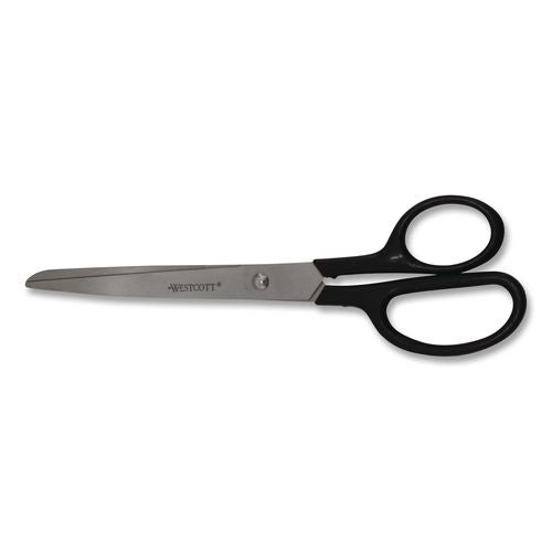 Westcott Design Line Straight Stainless Steel Scissors, 8" Long, 3.13" Cut Length, Straight Black Handle