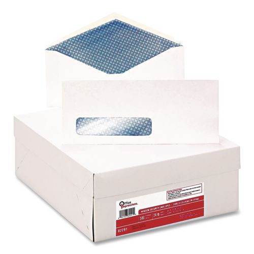 Office Impressions #10 Trade Size Security Tint Envelope, Commercial Flap, Gummed Closure, 4.13 x 9.5, White, 500/Box