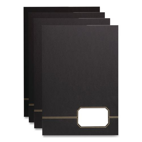 Oxford Monogram Executive Twin Pocket Folders, Accommodates (80) 11 x 8.5 Sheets, Black/Gold, 4/Pack