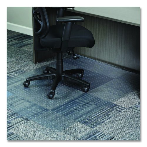 Alera Studded Chair Mat for Flat to Low Pile Carpeted Floors, Rectangular, Beveled Edges, 46" x 60", Clear