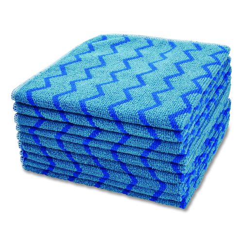 Rubbermaid Commercial HYGEN Microfiber Cleaning Cloths, 16 x 16, Blue, 12/Carton