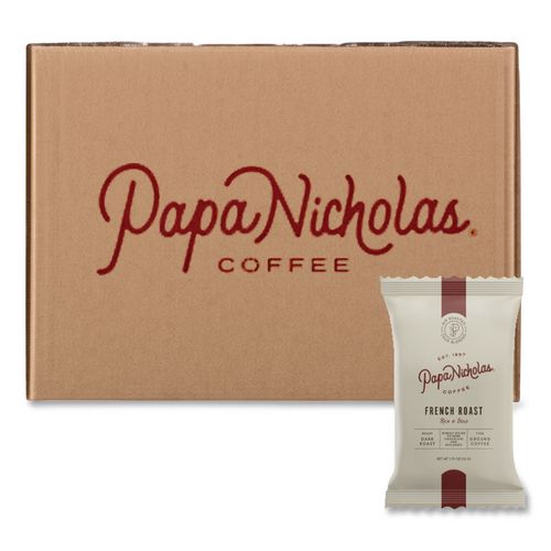 PapaNicholas Coffee Premium Coffee, French Roast, Ground Portion Packs, 18/Carton
