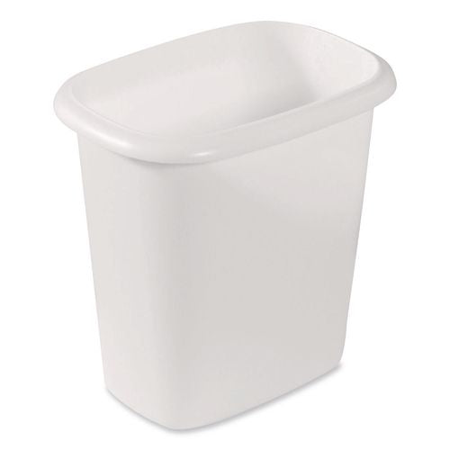 Rubbermaid Open-Top Wastebasket, 6 qt, Plastic, White, 6/Carton