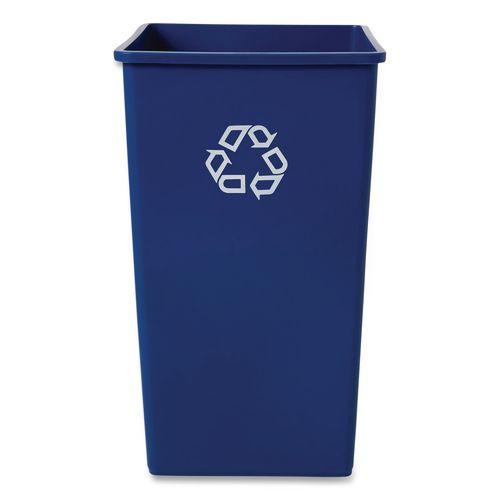 Rubbermaid Commercial Square Recycling Container, 50 gal, Plastic, Blue