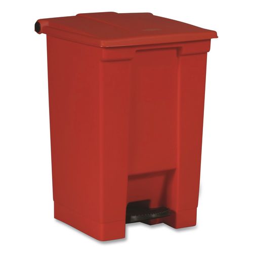 Rubbermaid Commercial Indoor Utility Step-On Waste Container, 12 gal, Plastic, Red