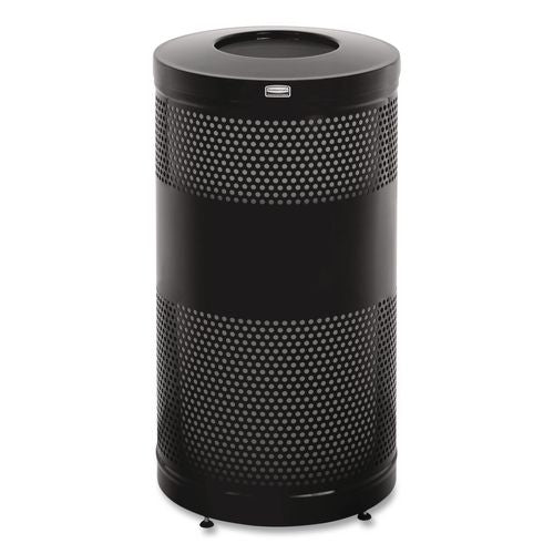 Rubbermaid Commercial Classics Perforated Open Top Receptacle, 25 gal, Steel, Black