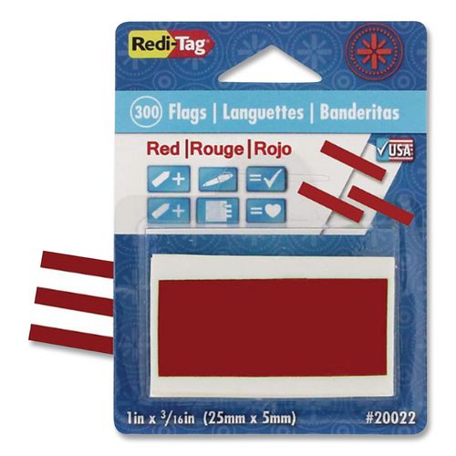 Redi-Tag Removable/Reusable Page Flags, Red, 300/Pack