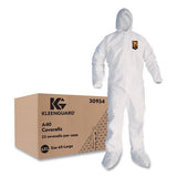 Ansell KleenGuard A40 Coveralls, Elastic Wrists, Ankles, Back, Hood and Non-Skid Boots, White, 25/Carton
