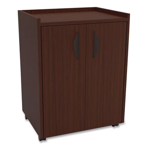 Safco Mobile Refreshment Center, Engineered Wood, 3 Shelves, 23" x 18" x 31", Mahogany