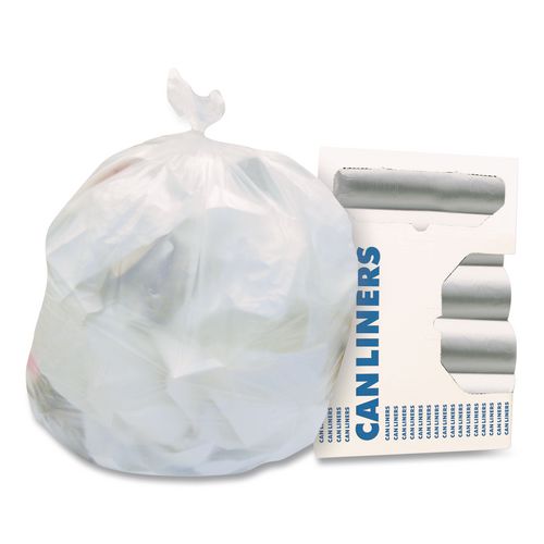 Heritage High-Density Waste Can Liners, 10 gal, 6 mic, 24" x 24", Natural, 50 Bags/Roll, 20 Rolls/Carton