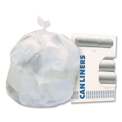 Heritage High-Density Waste Can Liners, 30 gal, 16 mic, 30" x 37", Natural, 25 Bags/Roll, 20 Rolls/Carton