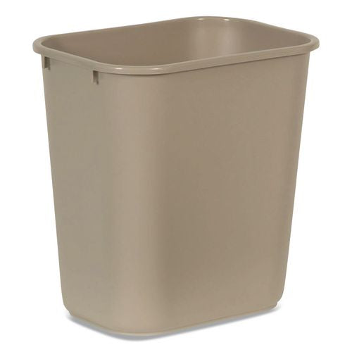 Rubbermaid Commercial Deskside Plastic Wastebasket, 7 gal, Plastic, Beige